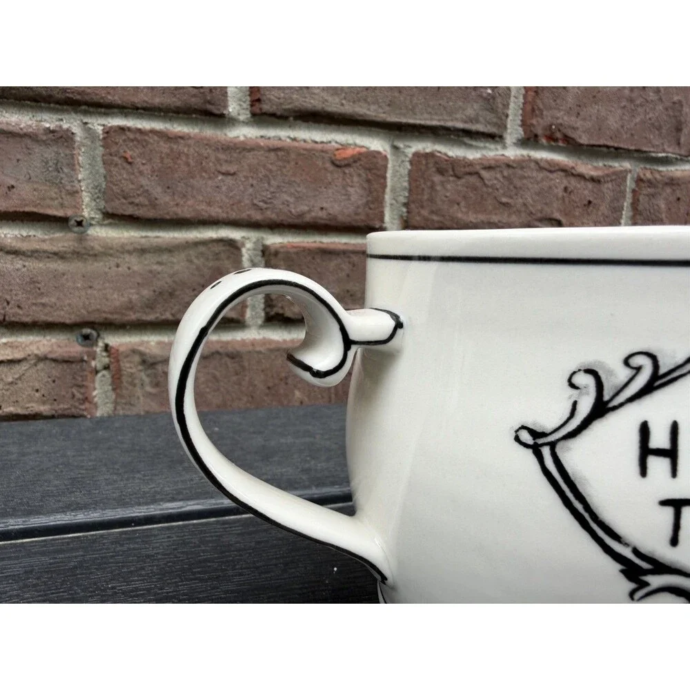 Hello There Coffee Mug Molly Hatch Art Anthropologie Cup White Black Blue Swirl